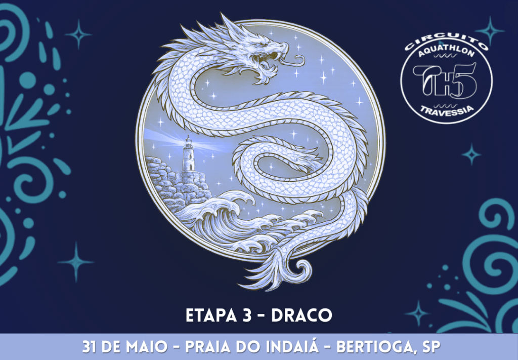 Dragão em fundo azul, evento aquático.